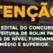 Saiu o edital do concurso da prefeitura de Rolim de Moura para cargos de nível fundamental, médio e superior.